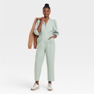 Universal‎ Thread Jumpsuit Womens 6 Green Puff Sleeves